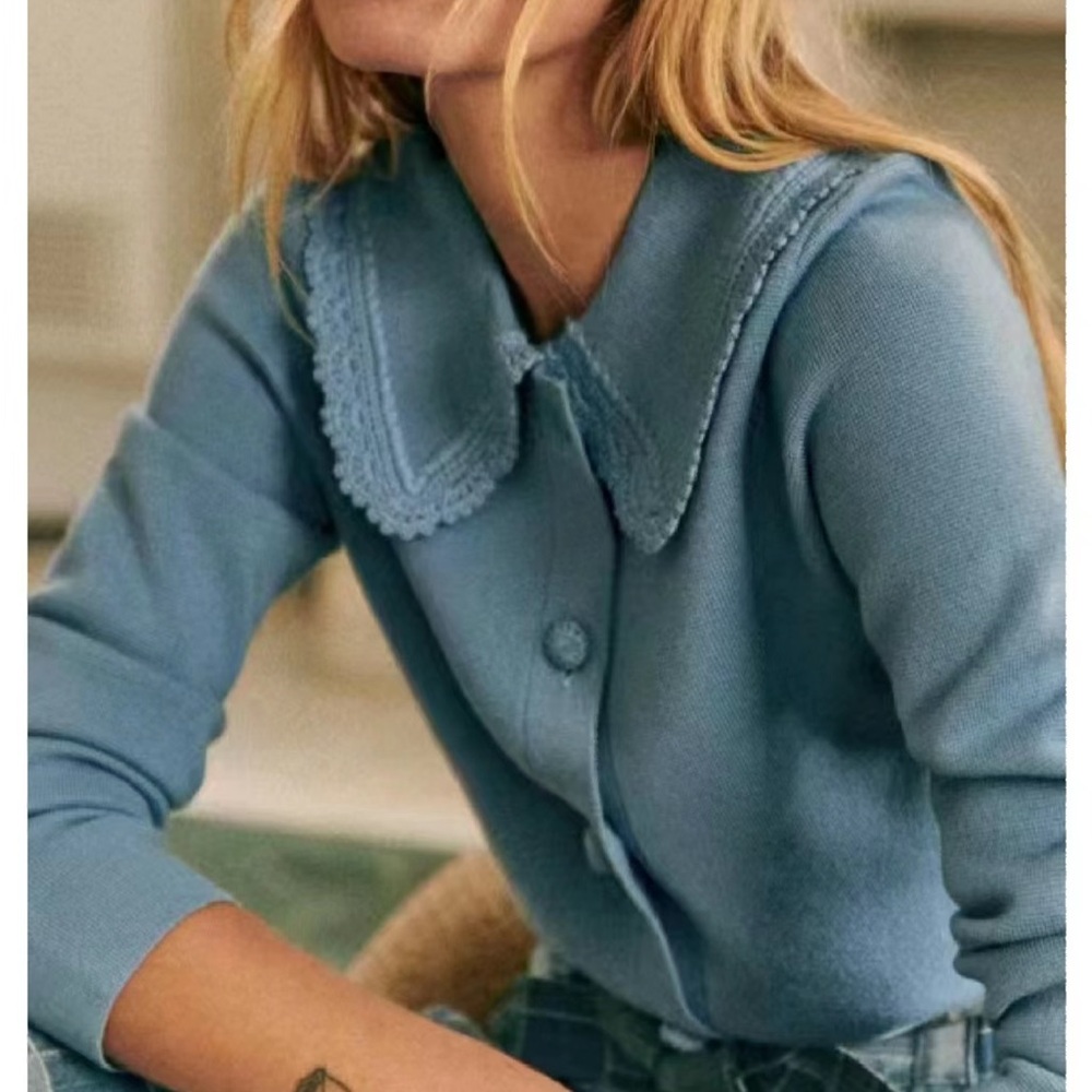 Sezane size S Bettany Cardigan vintage blue